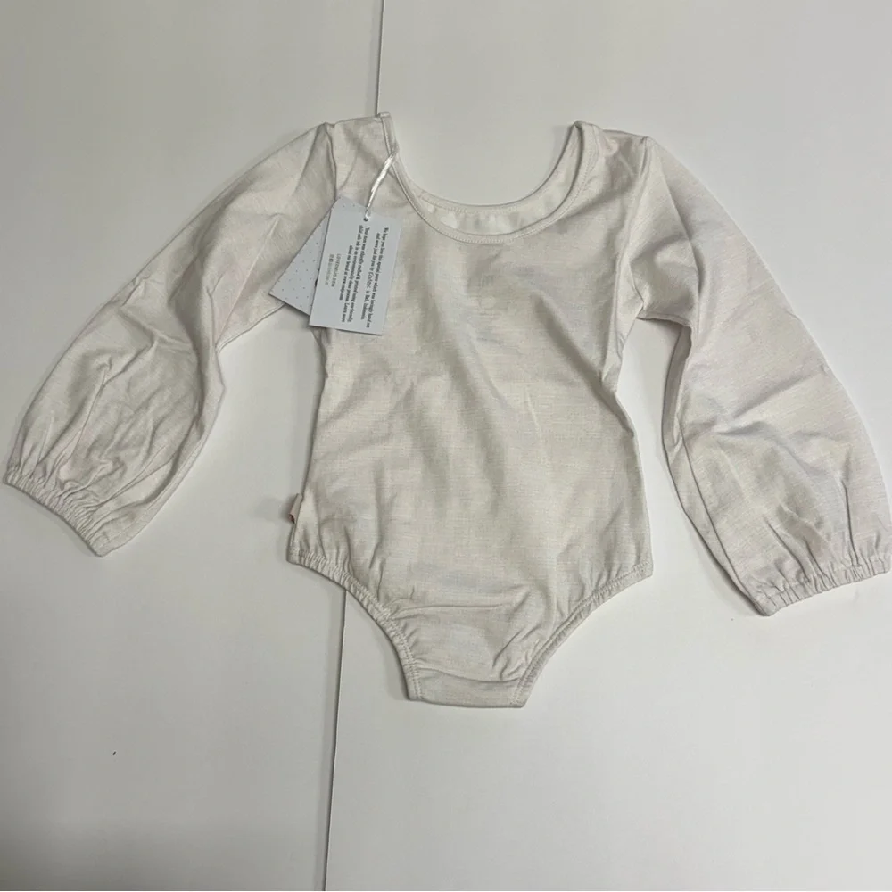 OMI JO NWT Oatmeal Leotard Bodysuit Long Sleeve Ivory Girls 3T SS37 New with tag
